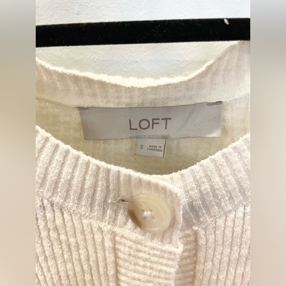LOFT - Cream Button-Up Cardigan - Picture 3 of 5